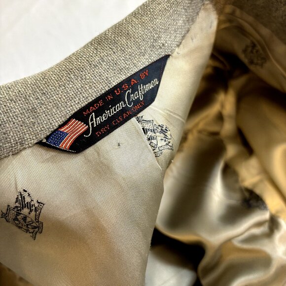 Pure Cashmere American Craftsmen 42 Sport Coat Gray Blazer Suit Jacket USA VTG - Picture 4 of 15